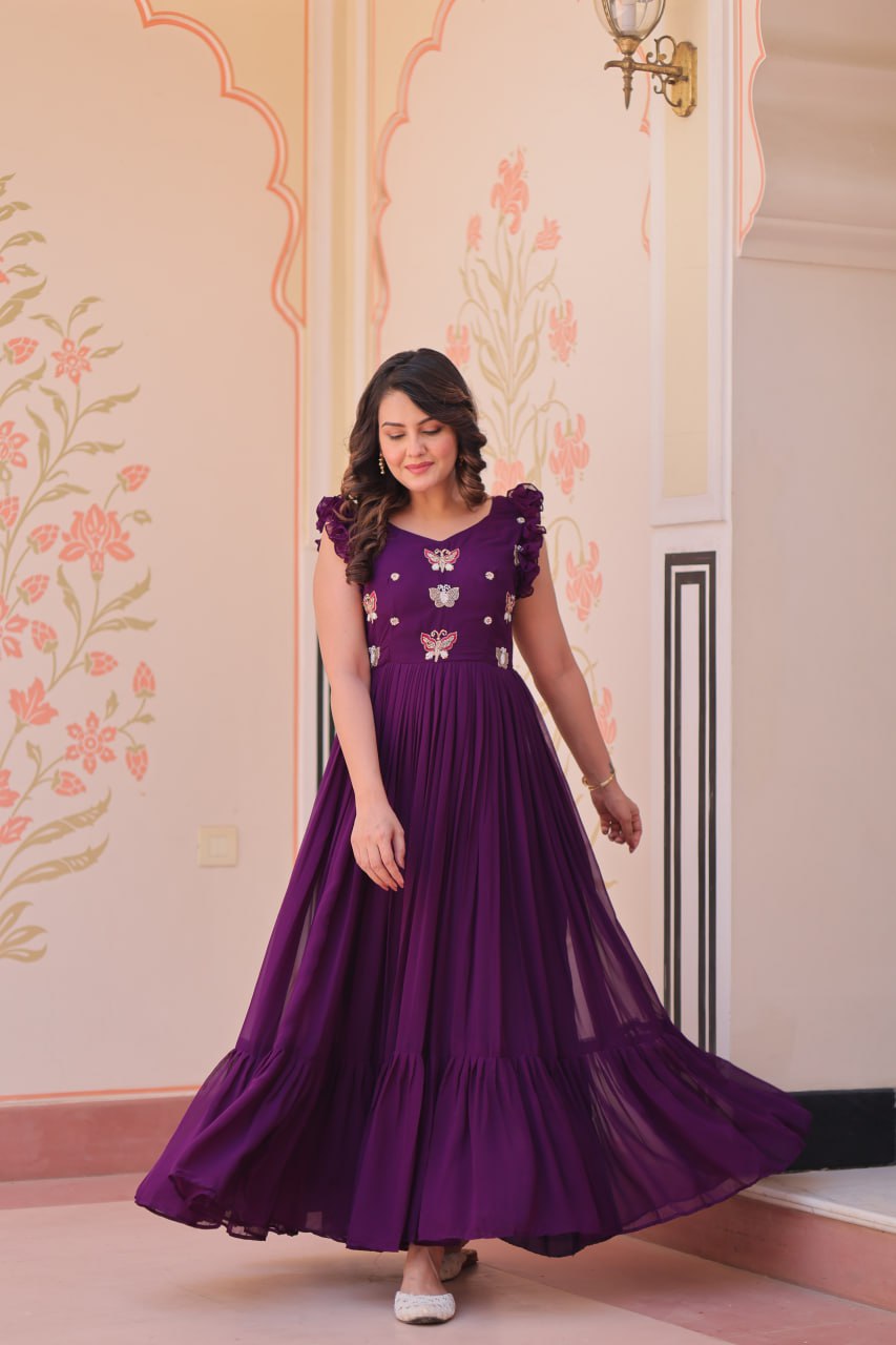 Aaradhya Designer Butterfly Bloom Festive Flow Gown