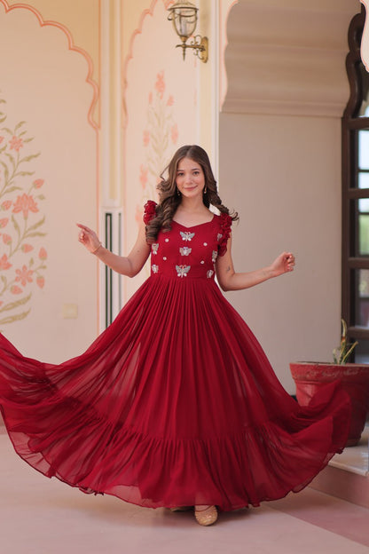 Aaradhya Designer Butterfly Bloom Festive Flow Gown
