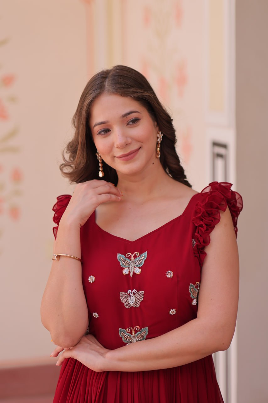 Aaradhya Designer Butterfly Bloom Festive Flow Gown