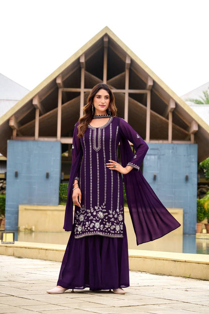 Aaradhya Embroidered Purple Charm Designer Patiala Suit