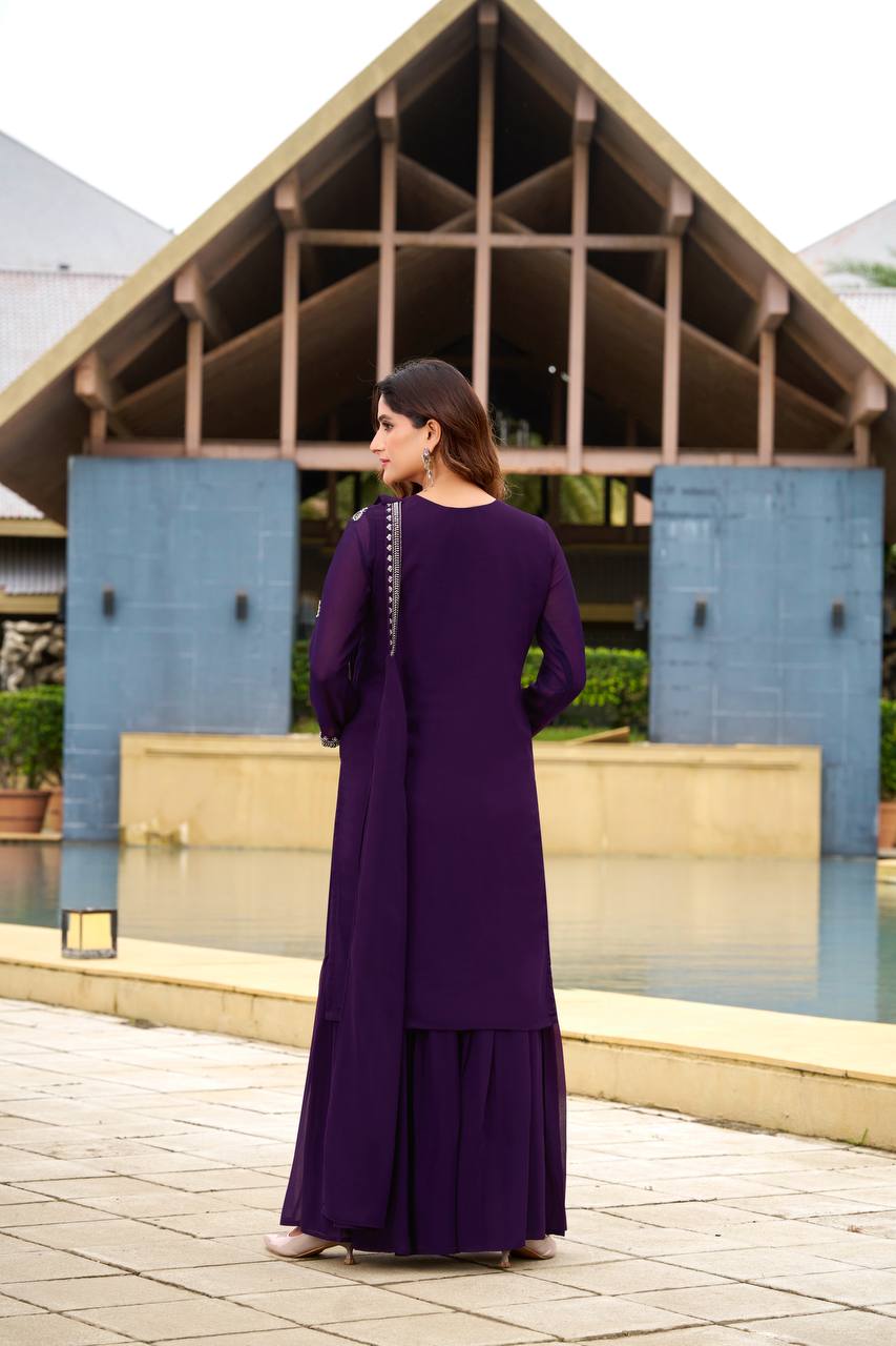Aaradhya Embroidered Purple Charm Designer Patiala Suit