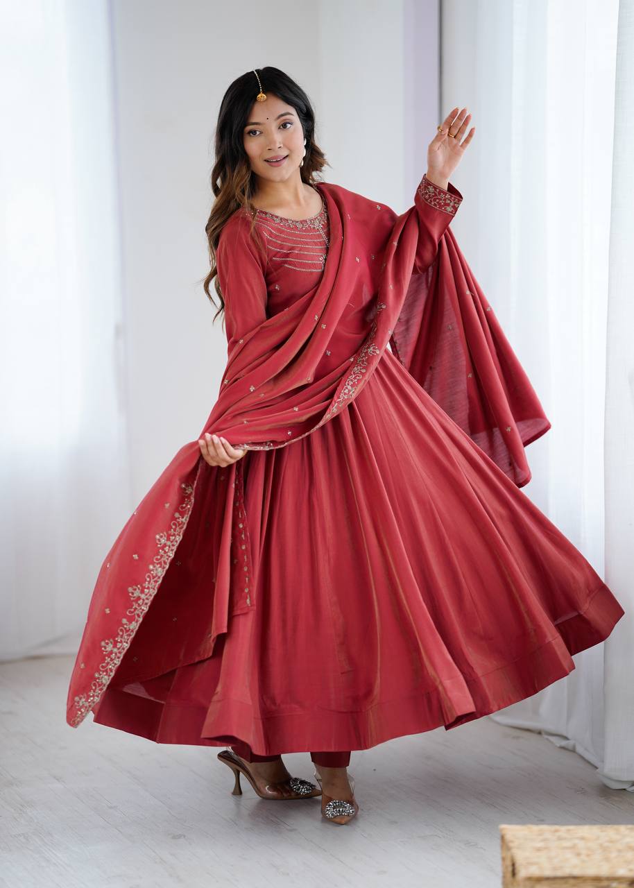 Amaira Royal Heritage Charm Designer Maroon Anarkali Suit