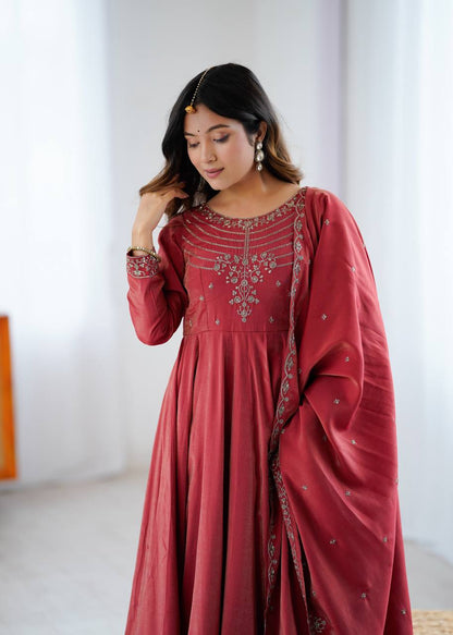 Amaira Royal Heritage Charm Designer Maroon Anarkali Suit