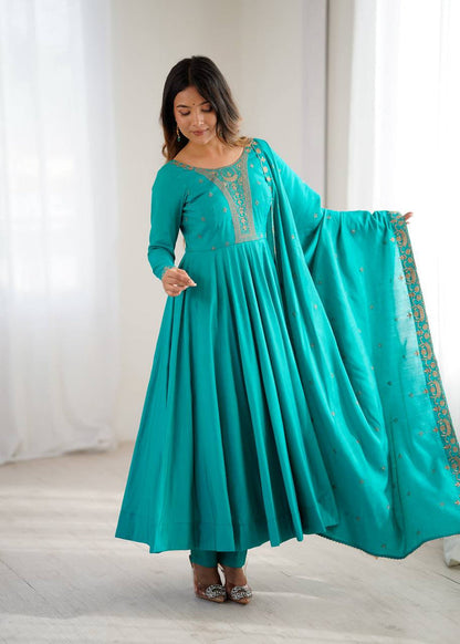 Lishika Teal Royal Aura Embroidered Anarkali Set