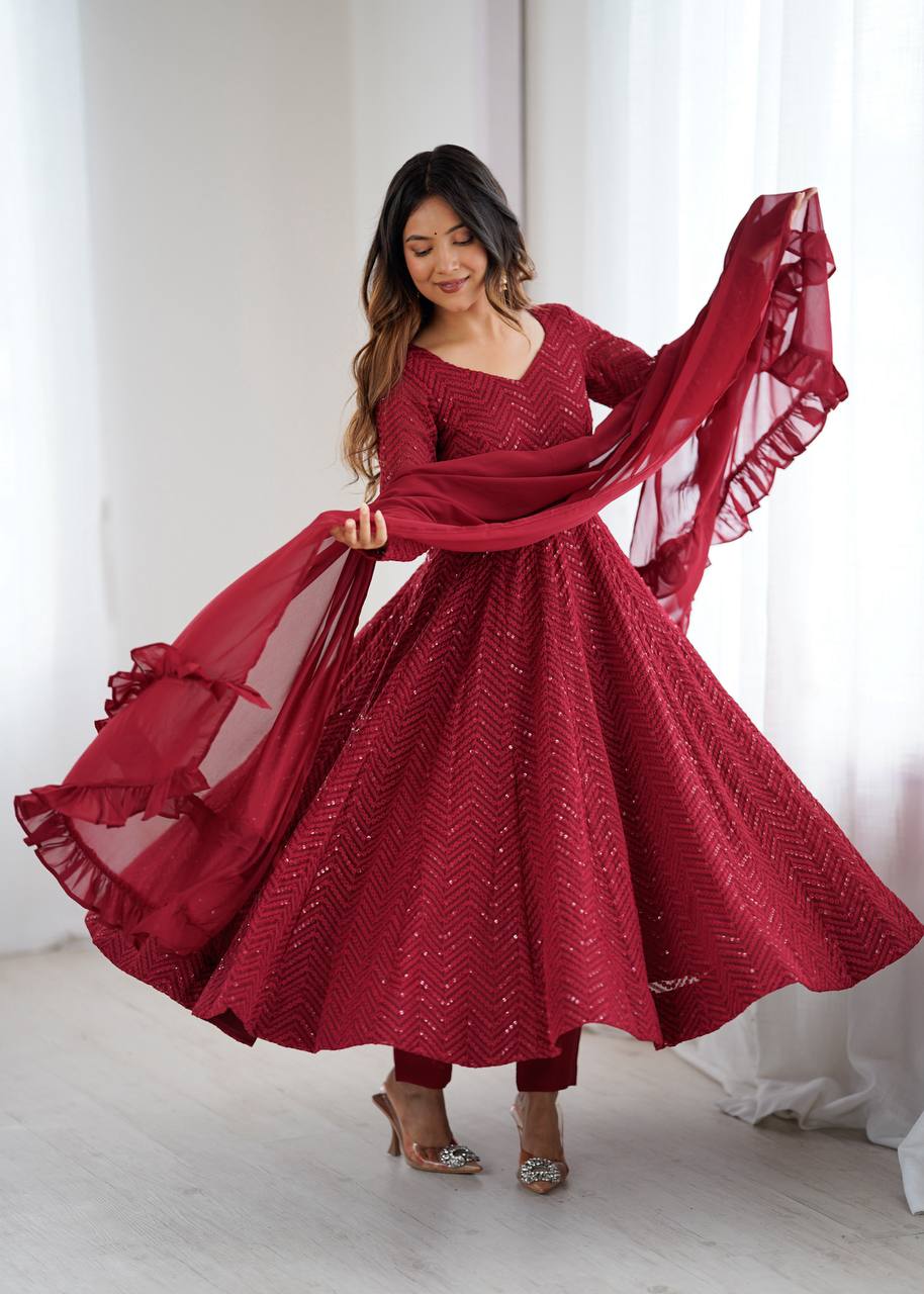 Roshni Ruffled Flared Anarkali Set