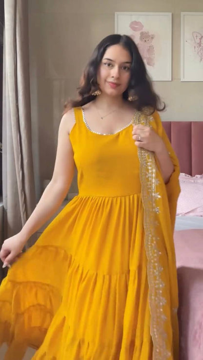 Golden Sunshine Anarkali Glow