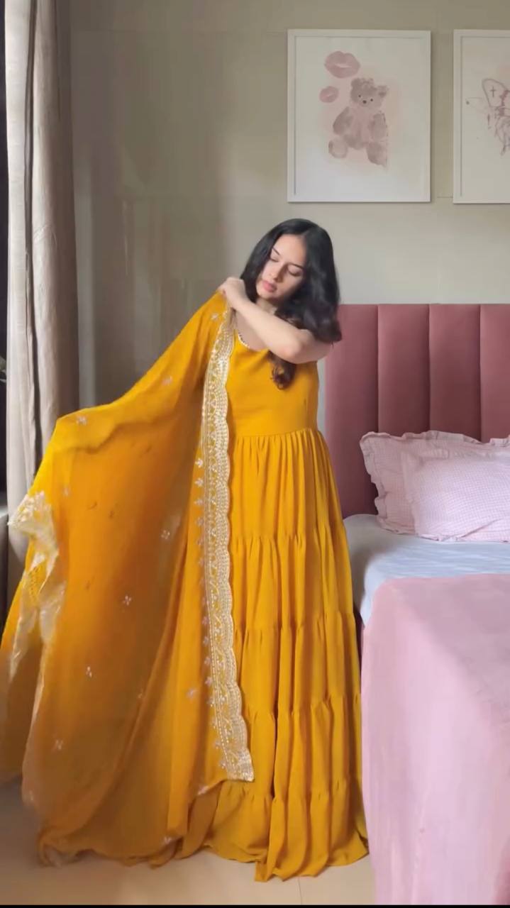 Golden Sunshine Anarkali Glow