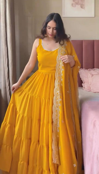 Golden Sunshine Anarkali Glow