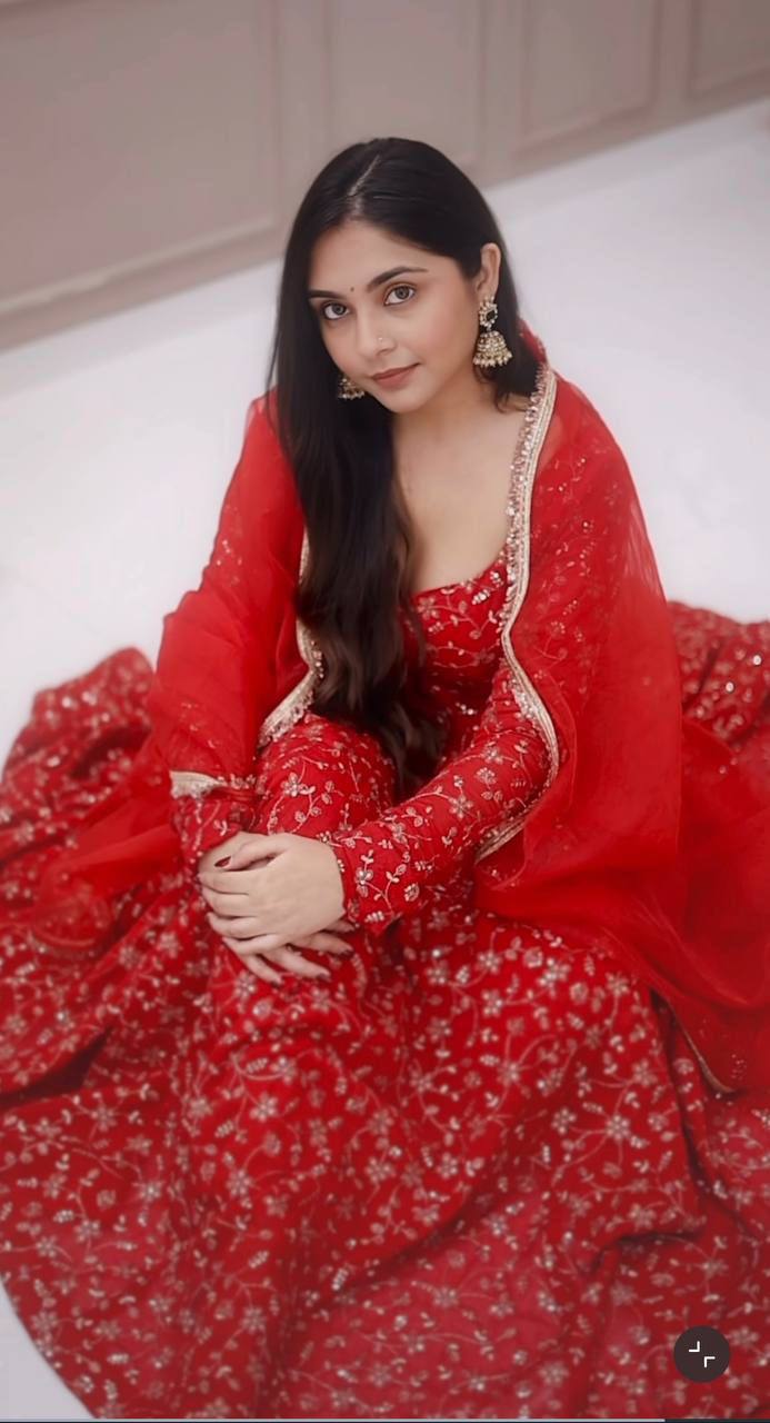 Ruby Radiance Ensemble Anarkali Gown