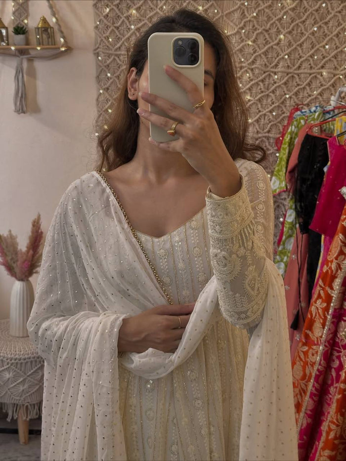 Rishika Whisper Embroidered Gown Set