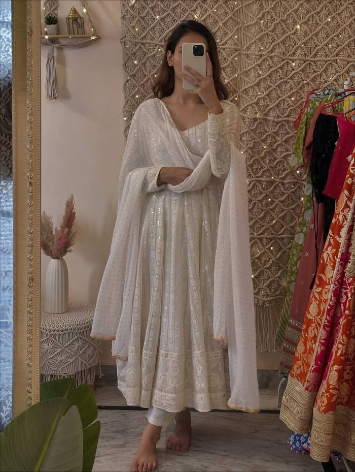 Rishika Whisper Embroidered Gown Set