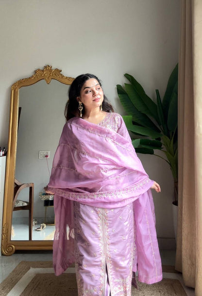 Neha Lavender Embroidered Suit Set