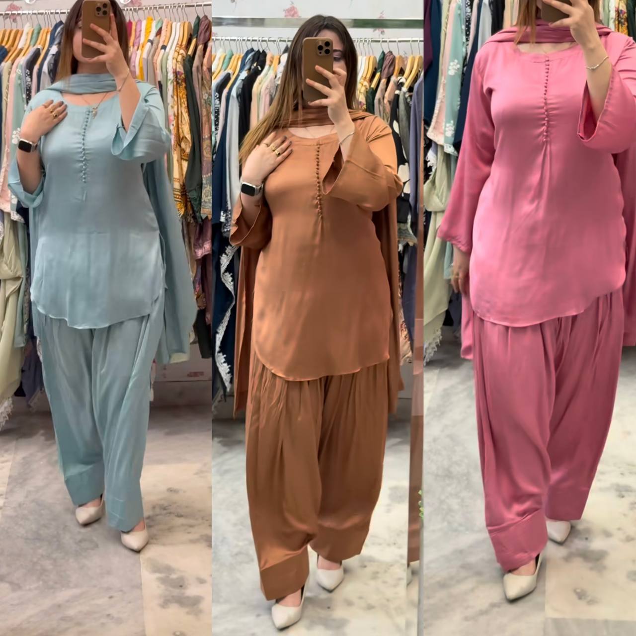 Timeless Grace: Plain Farshi Salwar Sets in Luxe Shades