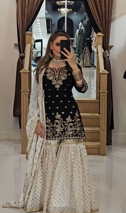 Nazakat Heavy Faux Georgette Sharara Set