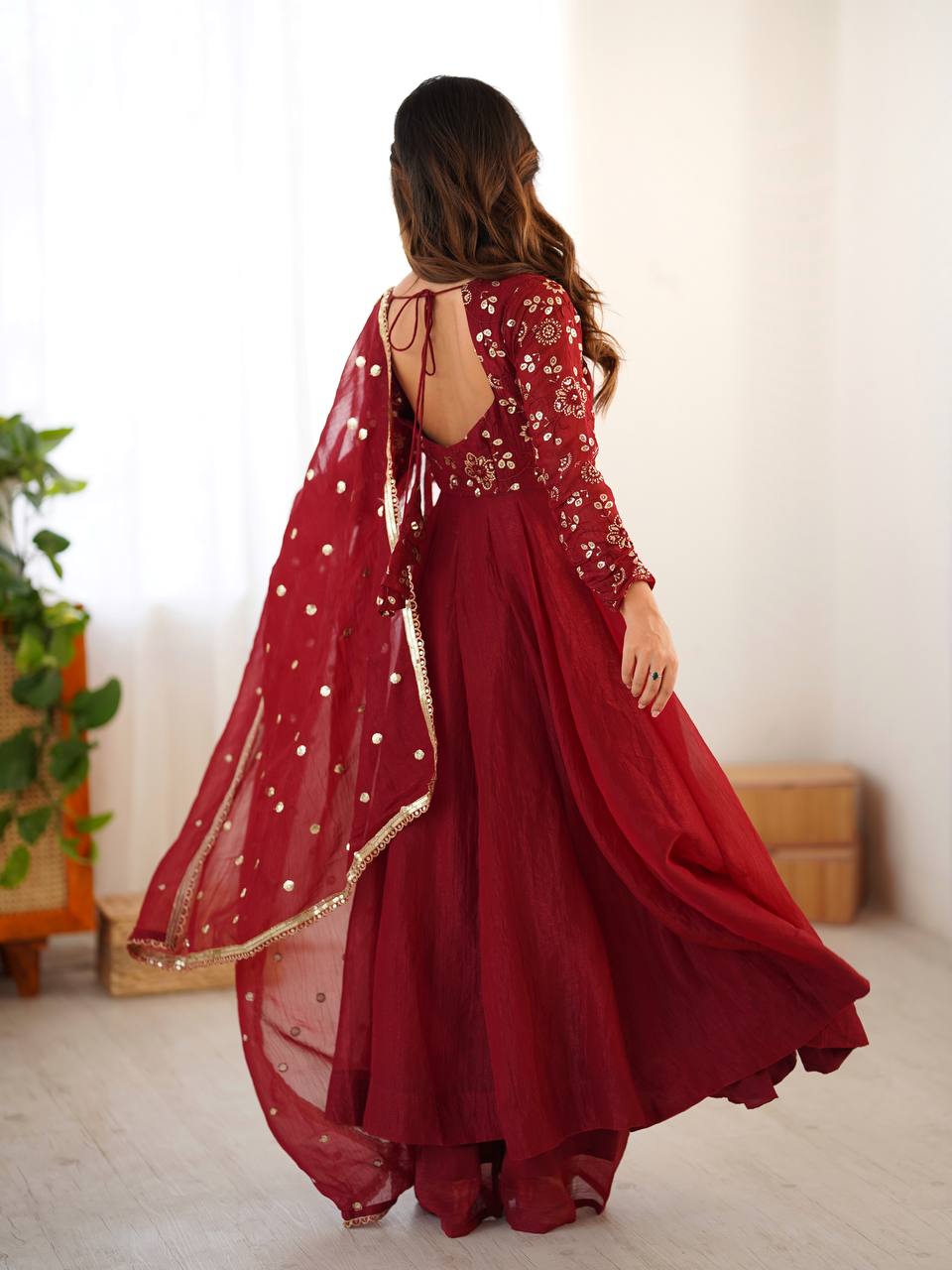 Zehra Ruby Maroon Embroidery Anarkali Set