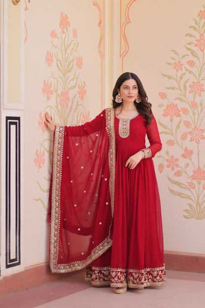 Zehra Heritage Flare – Royal Red & Regal Purple Anarkali Set