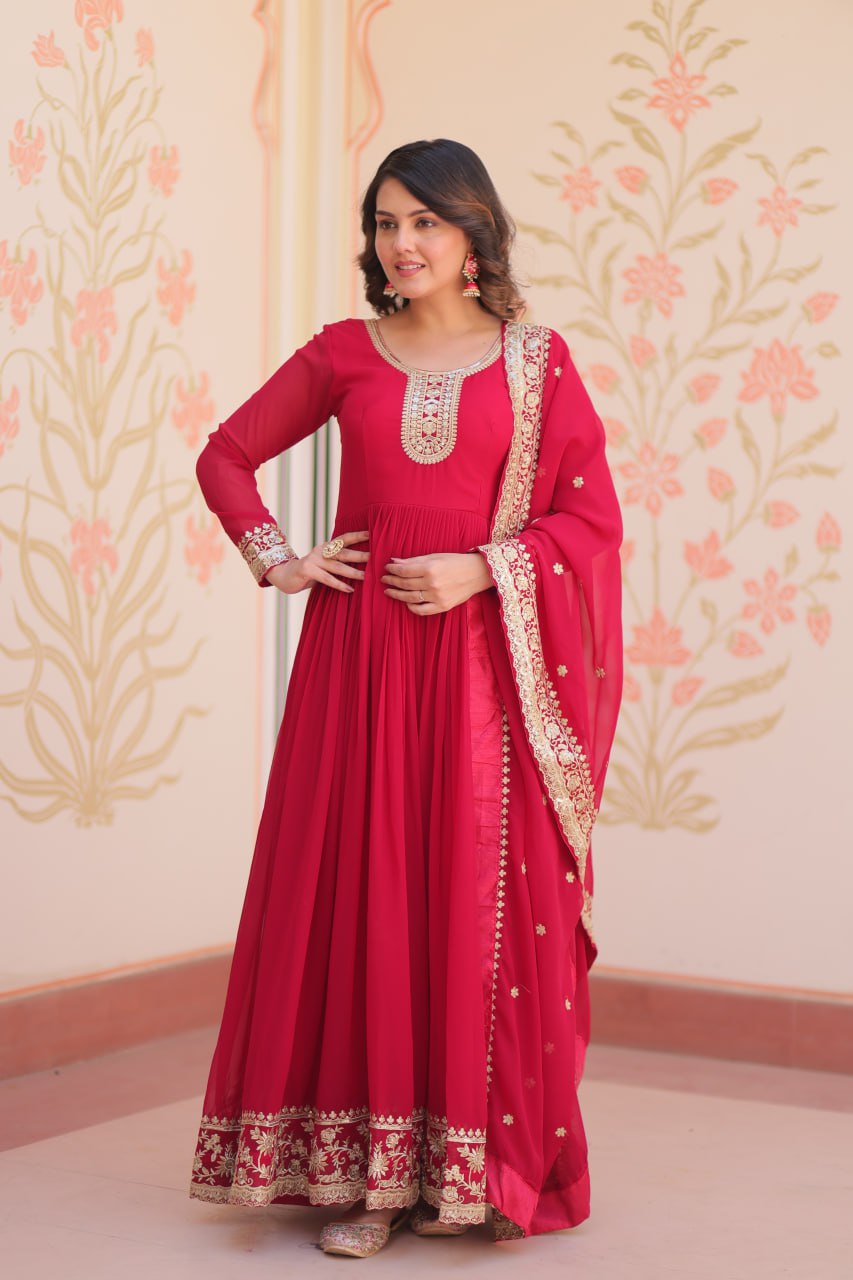 Zehra Heritage Flare – Royal Red & Regal Purple Anarkali Set