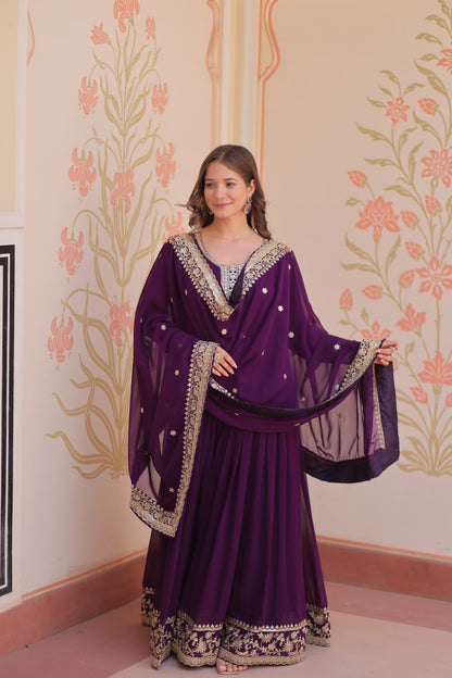 Zehra Heritage Flare – Royal Red & Regal Purple Anarkali Set