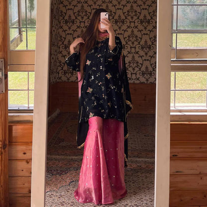 Zehra Midnight Blossom Pakistani Sharara Set