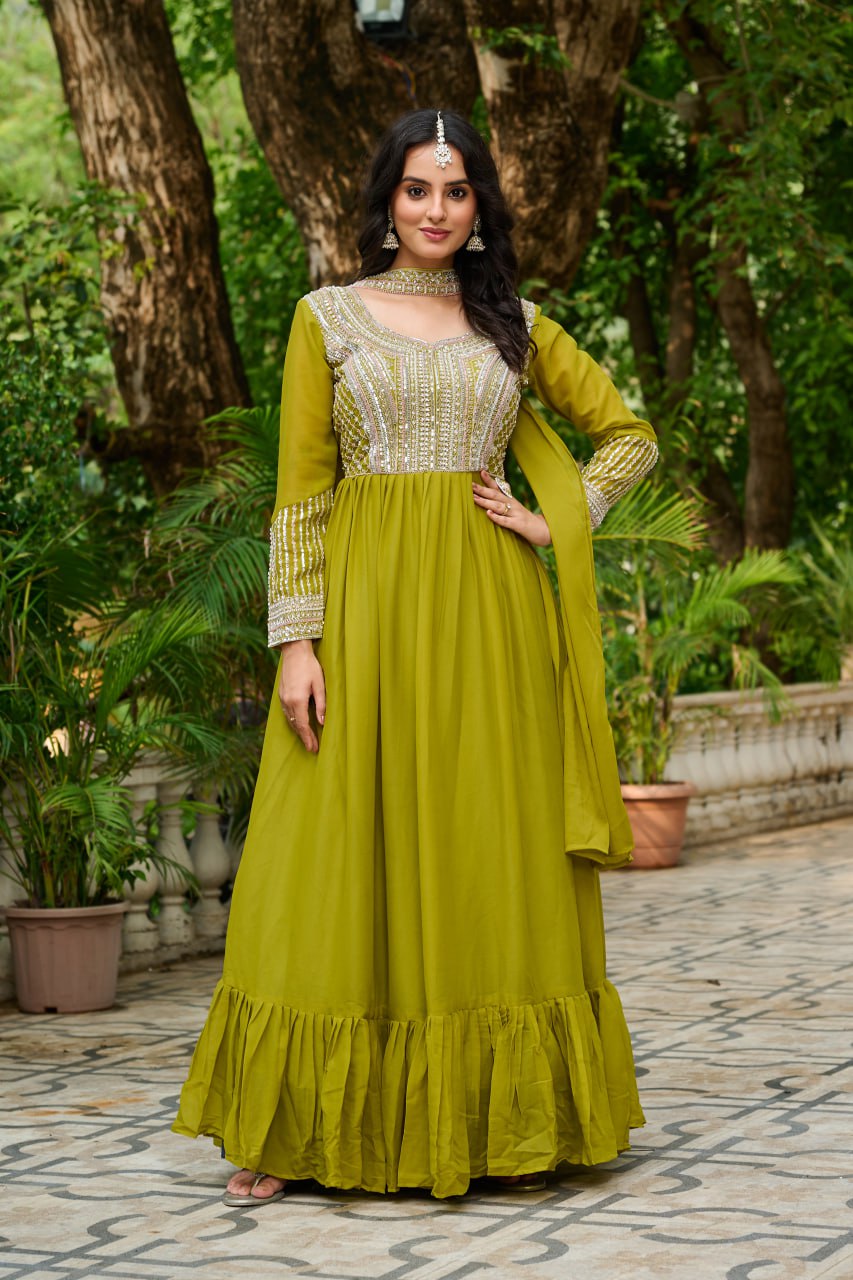 Samara Embroidered Anarkali Gown Set with Dupatta