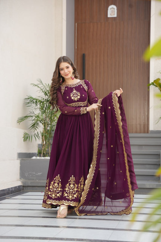 Vrinda Floral Faux Blooming Georgette Anarkali