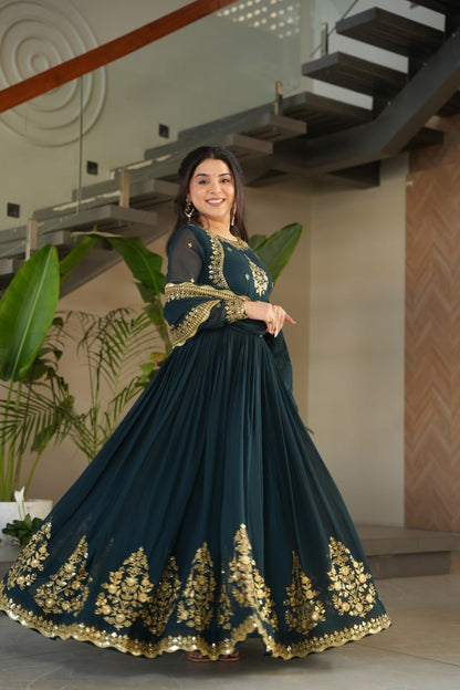 Vrinda Floral Faux Blooming Georgette Anarkali