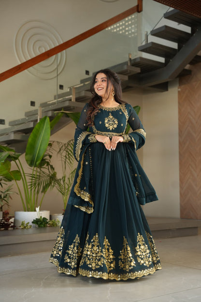 Vrinda Floral Faux Blooming Georgette Anarkali