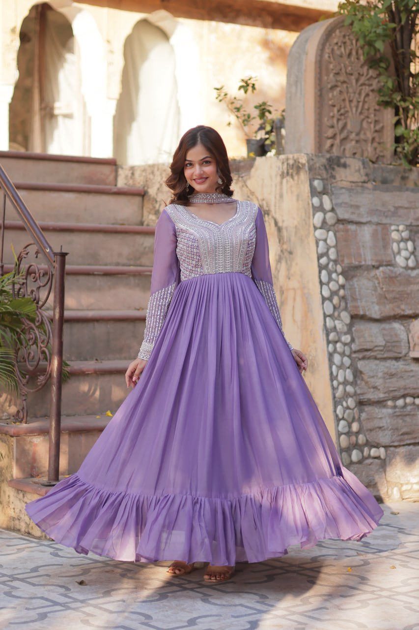 Samara Embroidered Anarkali Gown Set with Dupatta